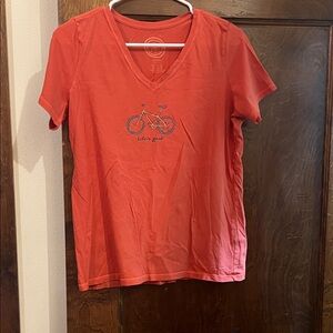 Life Is Good Women's Coral V-Neck Tee